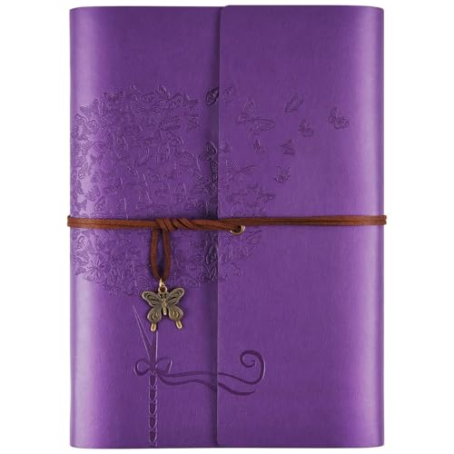 OMEYA Leather Journal Notebook, Refillable Writing Journal Diary Planner, Gifts For Women,Men, Girls, Sister, Friends(Purple, A5-9.3''×6.3'') - color: Purple, size: A5-9.3''×6.3''