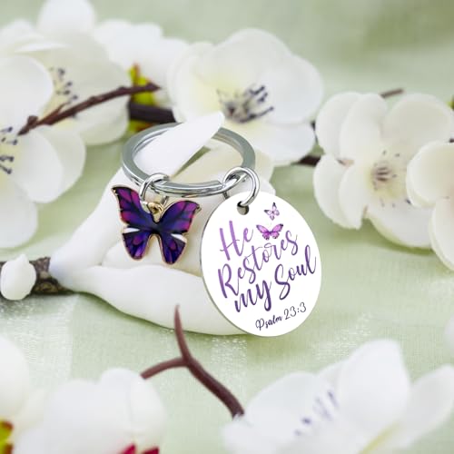 Christian Gifts for Women Her Religious Keychain Purple Gifts | Christian Baptism Gifts for Woman Religious Easter Gift for Her Bible Verse Keychain for Friends Sister