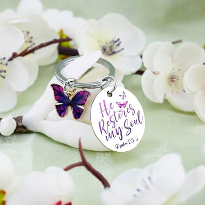Christian Gifts for Women Her Religious Keychain Purple Gifts | Christian Baptism Gifts for Woman Religious Easter Gift for Her Bible Verse Keychain for Friends Sister