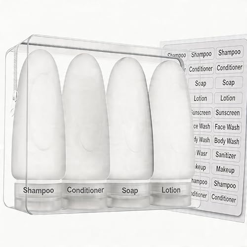 Dot&Dot Leak Proof Travel Bottles - Tubes for Liquid TSA Approved 3oz Silicone Toiletries Travel Shampoo & Conditioner Containers with Labels - color: 3oz 4pc - All White