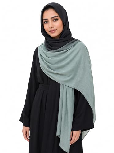 Gradient Dual Color Scarf，Elegant Ombre Headwraps Hijab, Modal Cotton Feel Lightweight Sunscreen Shawls for Women - color: 3#cyanblack