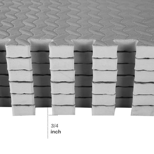 BalanceFrom 2-Pack 24-Count 24x24x0.75 Inch EVA Interlocking Foam Exercise Tile Mat, Gray – Non-Slip Puzzle Flooring for Home Gym, Fitness Studio, or Playroom