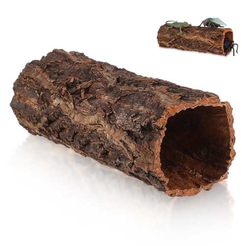Garneck Reptile Hideout Gecko Hide Cave Hollow Log: Wood Tree Trunk Shelter for Snakes Lizards Hermit Crabs Turtle Terrarium Decor Habitat House Naturalistic Enclosure Accessory
