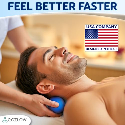 COZLOW Peanut Massage Ball - Deep Tissue Therapy, Pain Relief - Cobalt Blue | Cozlow 5" double lacrosse silicone massage ball, trigger point roller for mobility, acupressure tool for myofascial release - color: Cobalt Blue