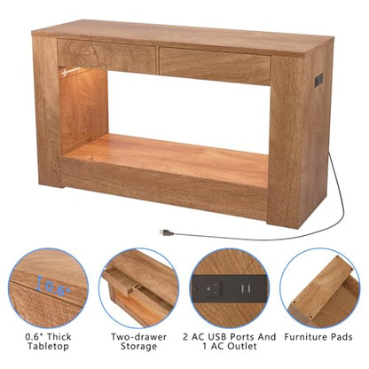 48" Aquarium Stand for 55–75/90 Gallon Tank,Heavy Duty Fish Tank Stand up to 1000 LBS,Aquarium Stand with Power Outlet & LED Light,2-Tier Turtle Reptile Tank Stand with Storage,Natural