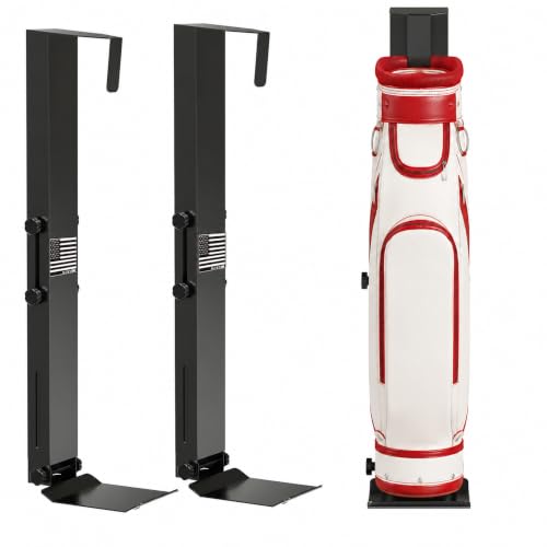 Golf Bag Wall Mount for Garage, Heavy Duty Wall Mounted Golf Bag Storage Rack Organizer Holder, 150 LBS Capacity, Fits 38-43 Inch,Space Saving Golf Club Hanger for Basement, Shed, Includes Drill Bits