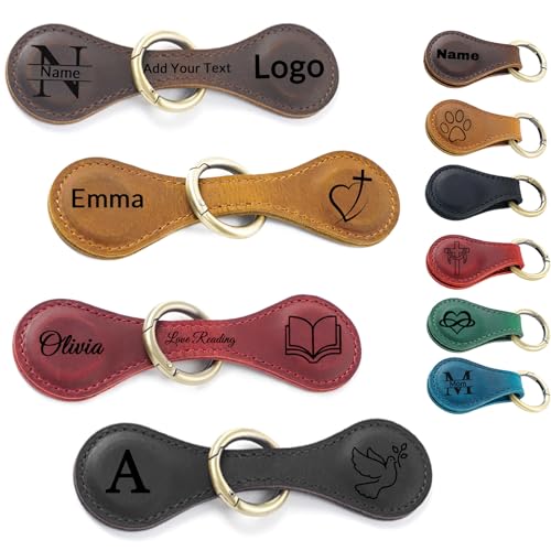 Personalized Magnetic Leather Bookmarks, Custom Magnetic Leather Bookmark with Logo Text, Magnetic Bookmarks for Women, Gift for Reader, Book Lover, Men, Women, Friend, Birthday (Bookmark with Ring) - color: Bookmark With Ring