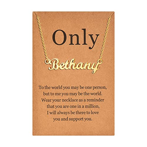 Lcherry Name Necklace Personalized for Women Gold Plated Nameplate Necklace Gifts for Girls - style: Bethany