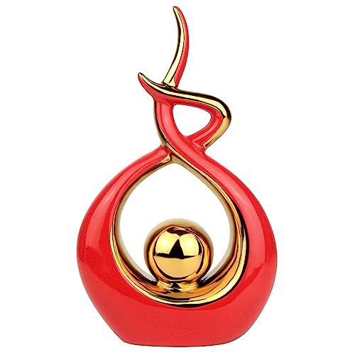 Norrclp Home Decor Modern Abstract Art Ceramic Statue Table Decorations for Dining Room Living Room Office Centerpiece (Red and Gold, Small) - color: Gold,red, size: Small
