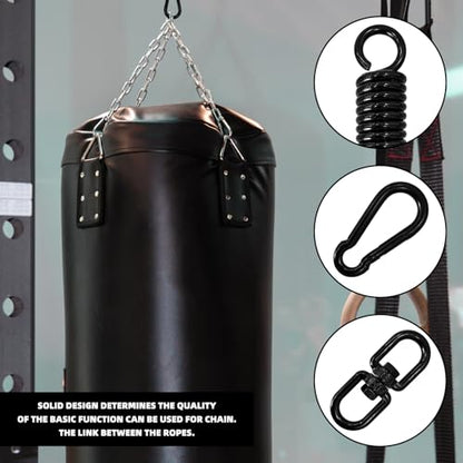 Heavy Bag Spring Punching Bag Hanging Kit with Swivel & 2 Carabiners Hanger | 360° rotational heavy duty hanging accessory, suitable for boxing heavy bags, gym swings and trapeze installation