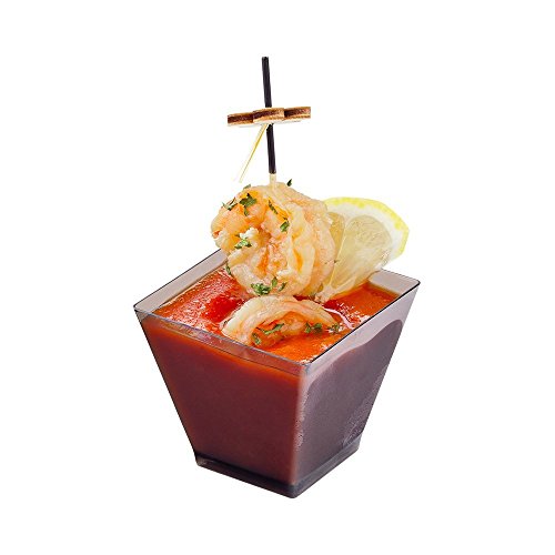 Restaurantware 2-OZ Mini Kova Dessert Tumbler Cup - Elegant Square - Smoked Grey Plastic Cups: Perfect for Serving Desserts & Snack Samples - Disposable & Eco-Friendly - 100-CT - color: Smoked Grey, size: 2 oz