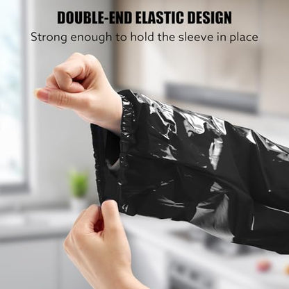 Yzurbu 2 Pairs Arm Sleeves Covers, Soft Waterproof Oil-proof Sleeves Protector for Arm with Elastic on Cuffs - color: Black - 2pairs