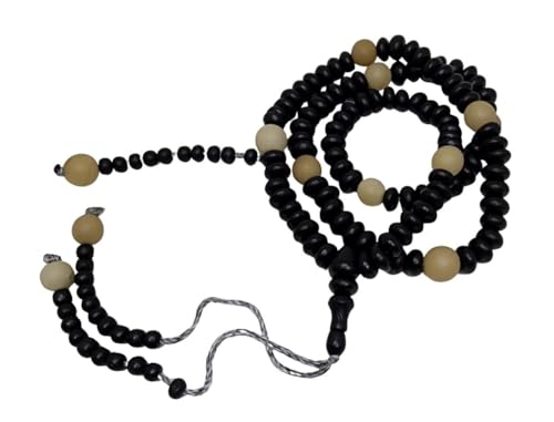 Muslim Prayer Tasbih 99 Beads AMN-110 Islam Dhikr Rosary Craft Misbaha Eid Ramadan Gift (Black/Cream) - color: Black/Cream