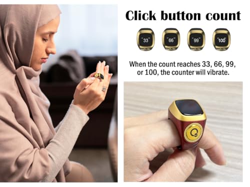 Anlising Smart Ring Counter, Smart Tasbih Zikr Ring, Muslim Islamic Prayer Smart Rings, Tasbih Counter Smart Ring, Tasbeeh Smart Counter, Digital Electronic Smart Tally Counter for Prayer(Brown, 20MM)