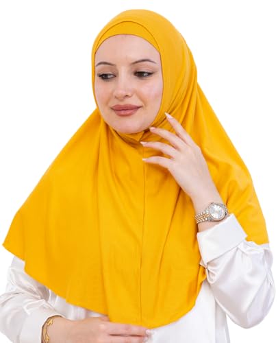 Prien Instant Hijab For Women, Muslim Long Scarf, Undercap Turban Set, Turkish Islamic Clothing, Prayer Clothes For Abaya - color: Deep Yellow