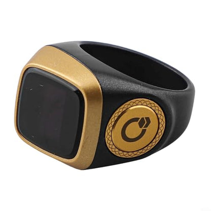 IQibla Smart for Zikr Ring with Digital Counter, Vibration Reminder, for OLED Display, 40mAh for battery and Prayer Time Alerts for Muslims, Black(22mm Black) - size: 22mm Black