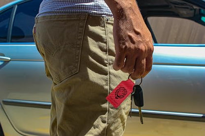 LaserGram Rectangle Keychain, Allah 2, Personalized Engraving Included (Carbon Fiber Red) - color: Carbon Fiber Red