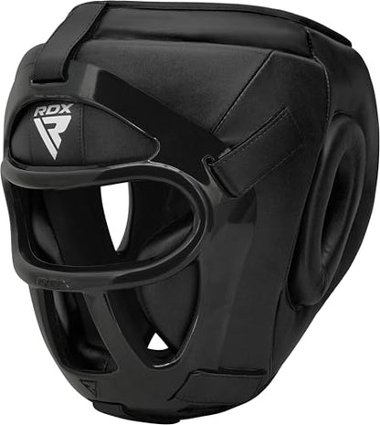 RDX Boxing Headgear MMA Muay Thai, Removable Face Grill, Head Gear for Sparring Grappling Martial Arts Kickboxing Taekwondo Karate BJJ Training - color: Black, size: Large
