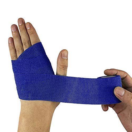 FRESINIDER 9 Rolls Self Adhesive Wrap Athletic Tape Gauze, Breathable Elastic Cohesive Bandage for Sports Injury & Pet (7 Pcs 2" x 5 Yards + 2 Pcs 1" X 5 Yards) (Dark Blue) - color: Dark Blue
