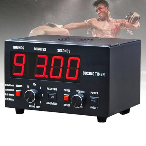 Professional Gym Timer Boxing Interval Timer, with Adjustable Buzzer Alarm, Boxing Round Timer for Muay Thai, MMA, Kickboxing, 30S-10min Training and 0/30/60S Rest Time Red - color: Red