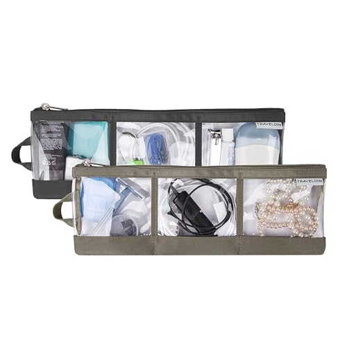 Travelon Set of 2 Accessory Organizer - color: Black/Nutmeg