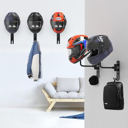 Helmet Hanger Wall Mount 180° Swivel Helmet Holder for Motorcycle Bike Racing Outerwear Sports Gear - color: Black-4