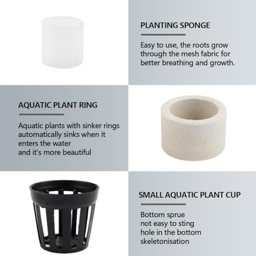 Aquatic Plants Fixed Set 5pcs Aquarium Plant Weights Pot and 5pcs Planting Cup with 5pcs Fixing Cottons Aquarium Accessories (15)