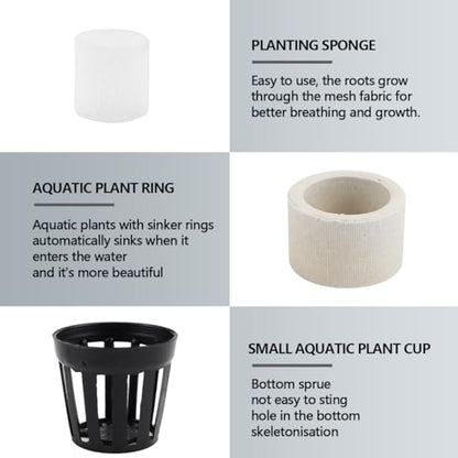 Aquatic Plants Fixed Set 5pcs Aquarium Plant Weights Pot and 5pcs Planting Cup with 5pcs Fixing Cottons Aquarium Accessories (15)