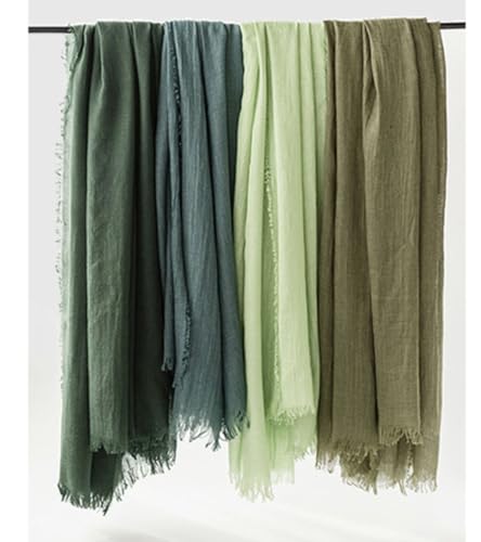 Women Summer Scarfs Large Long Lightweight Linen Beach Gauze Shawl Wrap 75”×40” - color: Wasabi Green