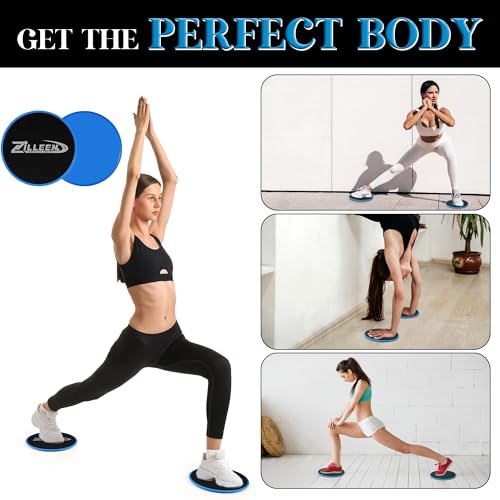 ZILLEEN Exercise Sliders for Working Out Pilates Fitness Discs 10pcs | Strength Slides for Yoga Pilates Aerobics Lunges Squats, Women & Men - color: Black