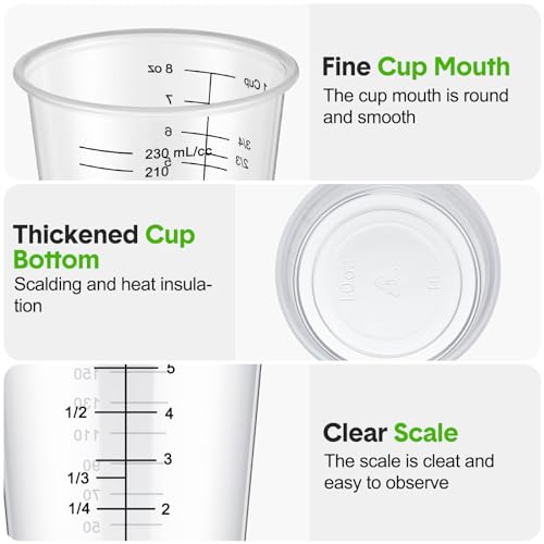 Yunsailing 200 Pack 8 oz Disposable Measuring Cups for Resin Epoxy | Bulk Clear Plastic Reusable Liquid Mixing Cups for Craft Resin Paint Cooking and Baking Supplies