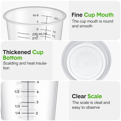 Yunsailing 200 Pack 8 oz Disposable Measuring Cups for Resin Epoxy | Bulk Clear Plastic Reusable Liquid Mixing Cups for Craft Resin Paint Cooking and Baking Supplies