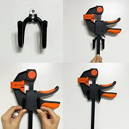 2 Pack Bar Clamp Hanger, Wall Storage Clip, Clamp Rack - Holds Any Size, Bends for Various Uses