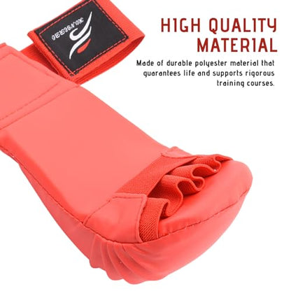 Karate Sparring Gear Set Includes 1 Helmet 1 Pair Gloves & Pair Leg Guard, Protective Polyester for Taekwondo Biking Red M