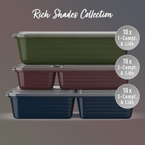 Bentgo Prep 60-Piece Meal Prep Kit - Reusable PFAS & BPA-Free Food Containers, 1-Compartment, 2-Compartment, & 3-Compartments - Microwave, Freezer, & Dishwasher Safe (Rich Shades) - color: Rich Shades