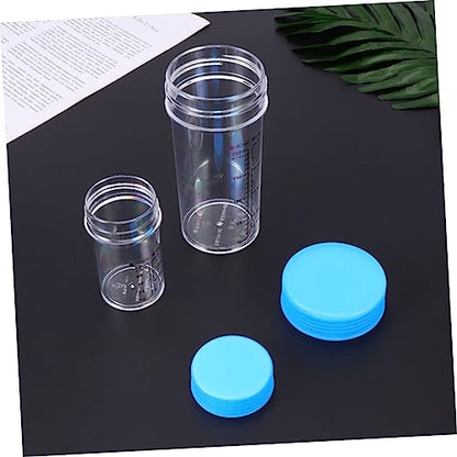 NUOBESTY Plastic Measuring Cups Set with Leak Proof Lids Clear Scale Beakers 5.51 Inch Reusable Laboratory and Kitchen Liquid Measuring Cups for Crafts and Medical Science - color: Blue