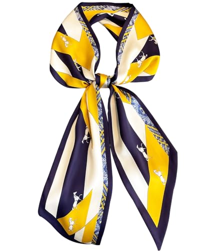 Hioyiwse Head Scarf Hair Neck Scarves For Women Purse Bag Scarfs For Handbags Silky Long Thin Satin Headscarf Fashion - color: B24-yellow Lightning Horse