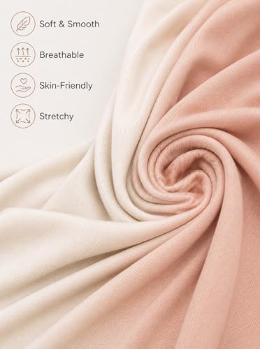 Premium Stretch Cotton Gradient Scarf for Women, Soft Jersey Wrap Shawl, Lightweight Ombre Hijab for Everyday Wear - color: Mctlo2537-nudepink