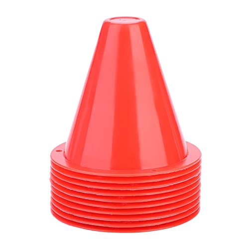 10PCS Soccer Training Cone, Sport Training Marker Cone Plastic Traffic Cones Disc Cones Barriers for Soccer, Skating, Football, Basketball - color: Red