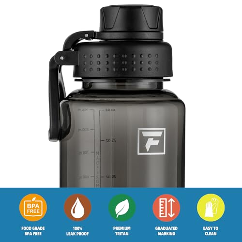 Fanhaw 32 oz Clear BPA-Free Tritan Water Bottle with Fast-Flow Spout Lid, BPA-Free & Leak-Proof Wide-Mouth Reusable Bottle for Gym, School & Office, Back to School Essentials (Black) - color: Black