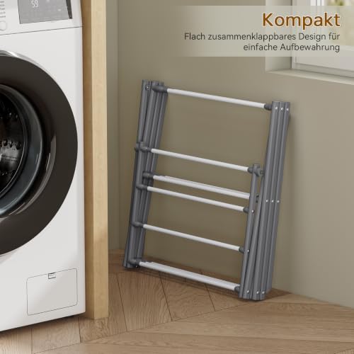 KINGBOARD Clothes Drying Rack, Collapsible Drying Rack Clothing with 11 Poles, 3-Tier Laundry Drying Rack, Small Clothes Drying Rack Foldable for Baby Clothes, 25lb Capacity, White & Grey - color: White&grey