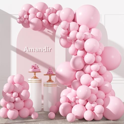 Amandir 153pcs Light Pink Balloons Arch Garland Kit Different Sizes 18 12 10 5 Inch Pastel Pale Pink Latex Balloon for Princess Birthday Gender Reveal Party Decoration - color: Pastel Pink