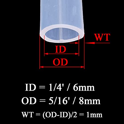 Silicone Tubing 1/4'(6mm) ID x 5/16'(8mm) OD 10ft(3m) Length Silicone Rubber Tube Air Hose for Gas Liquid Pump Transfer Clear - size: 5/16' x 1/4' x 10ft