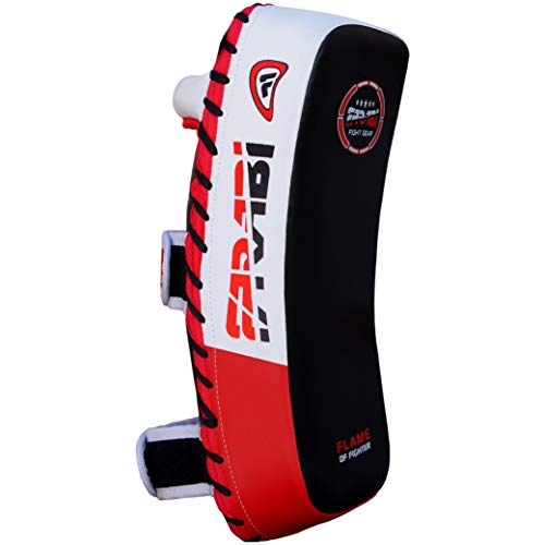 Farabi Thai Pads Kickboxing Muay Thai Training Strike Pads - color: White/Red, size: Single