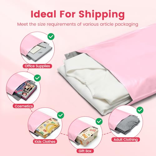 Metronic Poly Mailers 10x13 1000 Pack, Small Bulk Shipping Bags for Clothes | Heavy Duty Self Seal Waterproof Tear-resistant Packaging Bags, Mailing Envelopes for Clothing, Small Business, Light Pink. - size: 10X13 1000PC