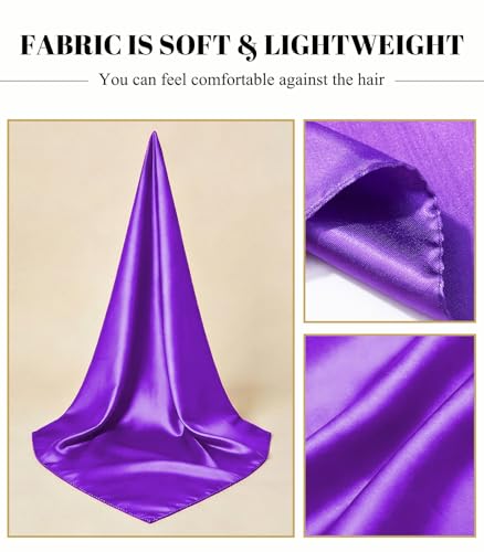 Sumolux Head Hair Scarf for Women 35" Like Satin Silk Scarf Hair Wrapping Night Bandana Large Square Scarves - color: A Solid Bright Purple
