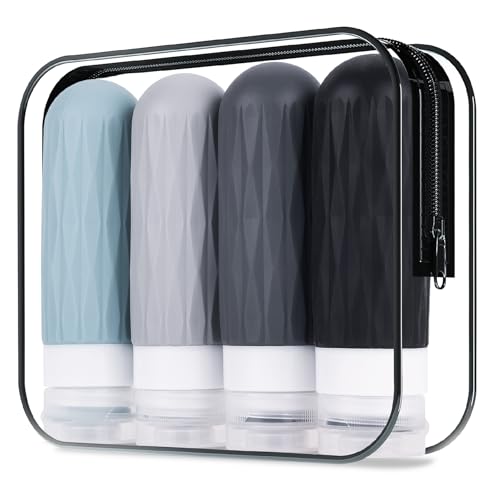 IYYI Travel Bottles for Toiletries, TSA Approved Travel Size Containers, Silicone Toiletries Bottles, Leakproof, Refillable Containers Kits for Shampoo and Conditioner (Gray, 90, Milliliters) - color: Gray