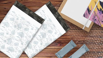 10x13 (100) Blue Toile Summertime Designer Poly Mailers Waterproof Self Sealing Tear Resistant Polymailers Shipping Envelopes Premium Printed Bags For Small Businesses - color: Blue Toile, size: 10x13