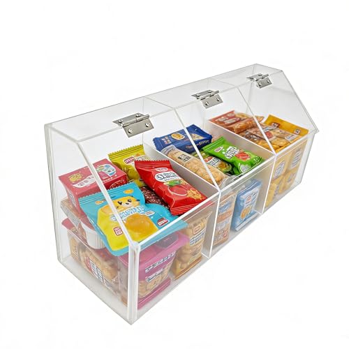 FixtureDisplays® Plaxiglass Clear Acrylic 3 Compartment Toppings Bin 15.5 X 7 X 5 Candy Bin Condiment Organizer Tabletop Bar Restuarnt Kitchen Transparent Box 100904-NPF