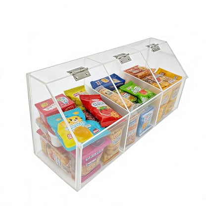 FixtureDisplays® Plaxiglass Clear Acrylic 3 Compartment Toppings Bin 15.5 X 7 X 5 Candy Bin Condiment Organizer Tabletop Bar Restuarnt Kitchen Transparent Box 100904-NPF